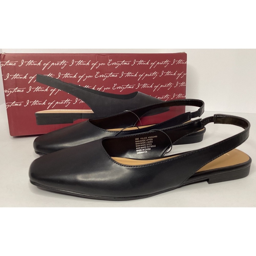 Kensie Felice Slingback Flat Women's Size 9 Black NIB